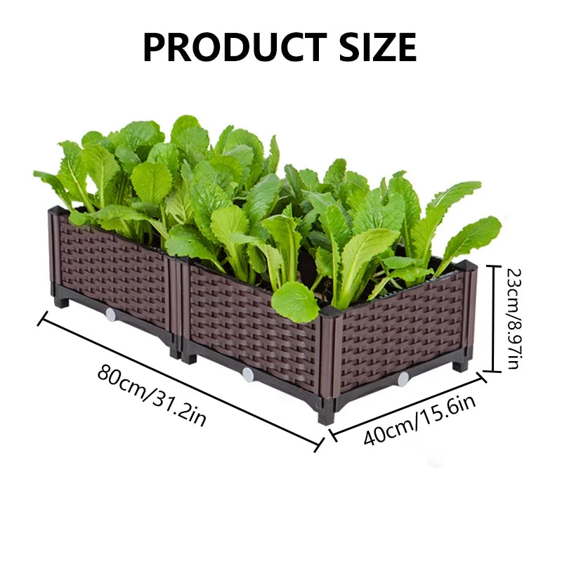 Classic Woven Brown Plastic Flowerpot Box for Outdoor Use Ideal for Flowers and Vegetables