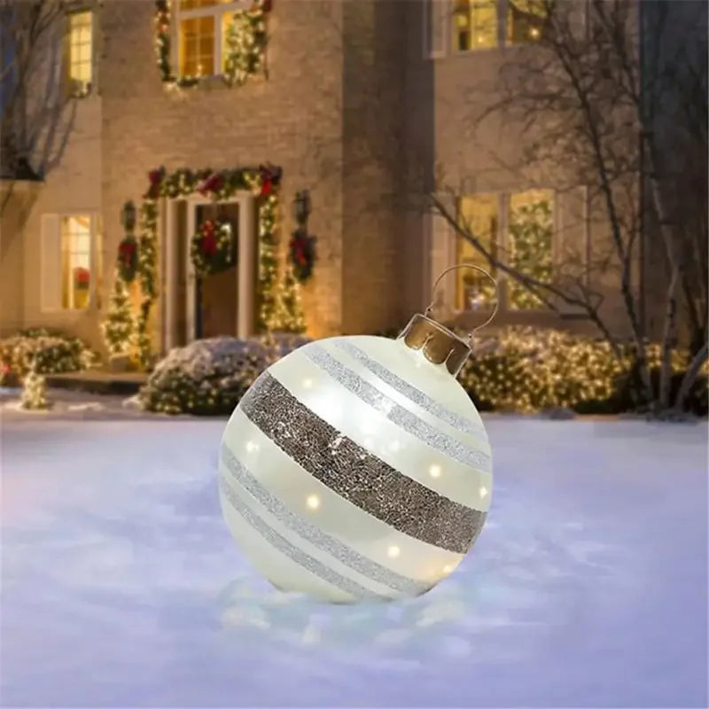 60cm Giant Inflatable Christmas Balls without Light PVC Big Ball Xmas Tree Decorations Outdoor Yard Lawn Christmas Balloons
