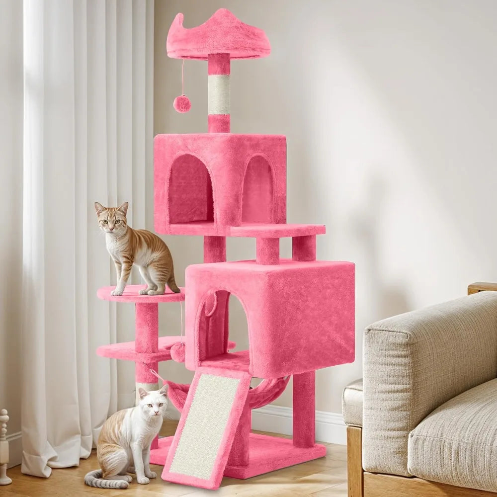 YITAHOME 54in Cat Tree Tower Condo, Multi-Level with Sisal Scratching Post, Cat Condos, Plush Top Perches, Hammock, Space Saving