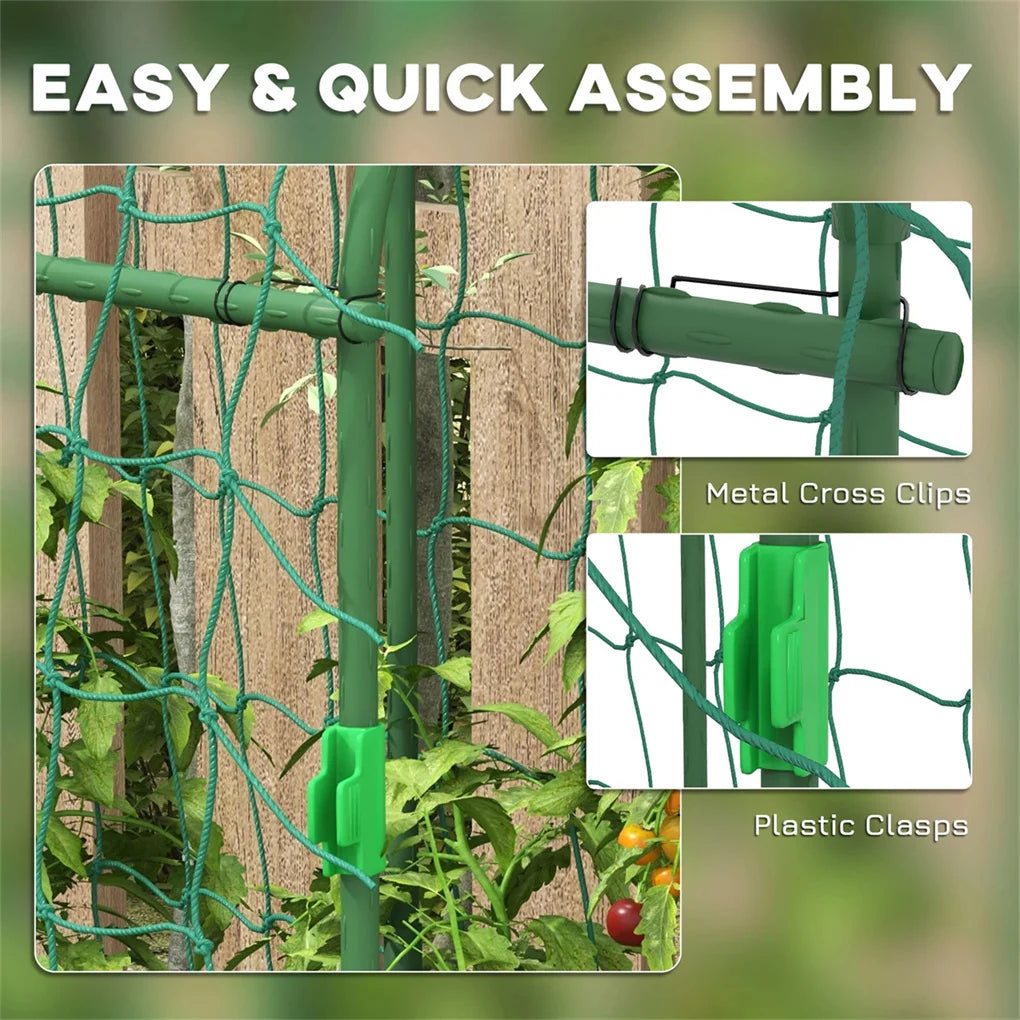 17 Inch x 72 Inch x 72 Inch Outdoor Metal Garden Trellis with Climbing Net
