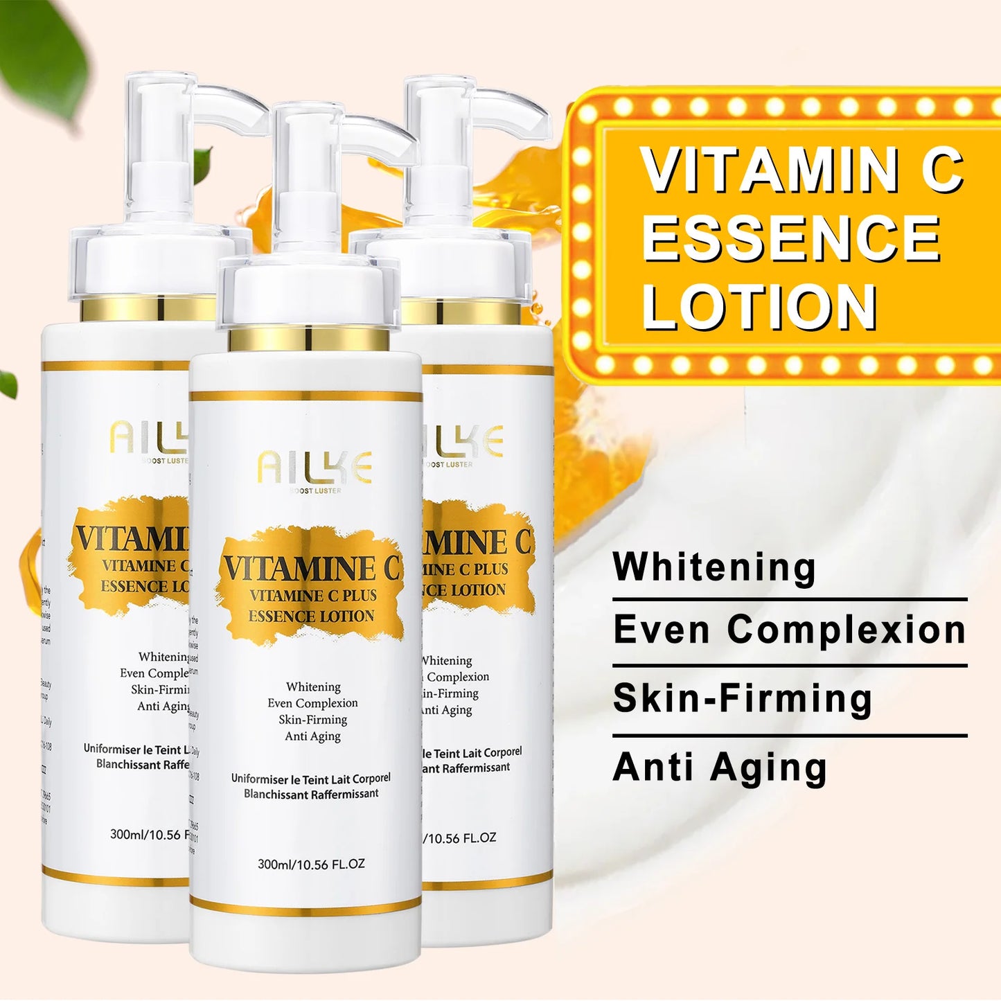 AILKE Lightening Body Cream with Vitamin C Hyaluronic Acid and Shea Butter for Reducing Black Spots Even Skin Tone and Hydration