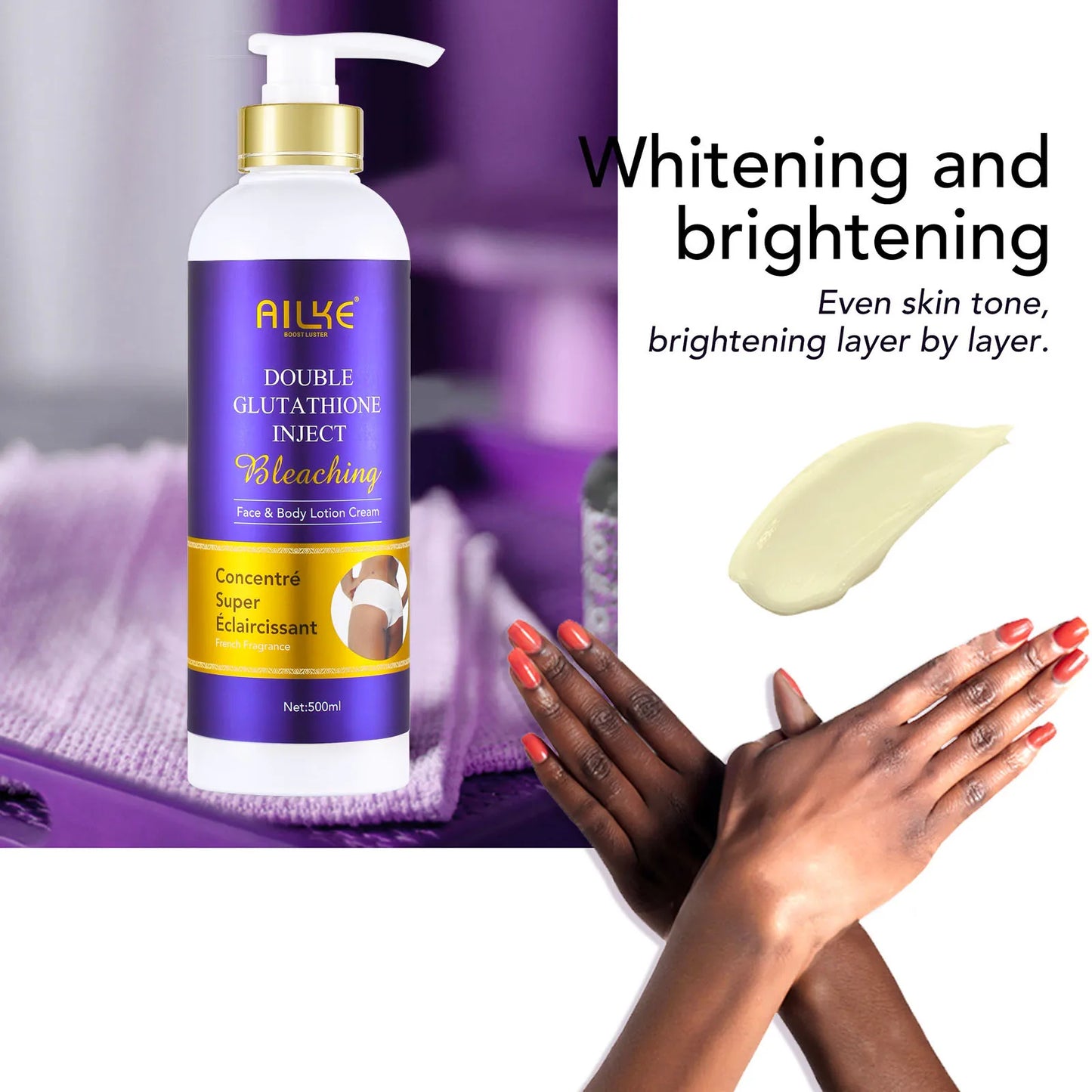 AILKE Bleaching Skin Care, With Double Glutathione, Lightening, Moisturizing, Remove Dark Spots, Melanin, Skin Glowing Face Care