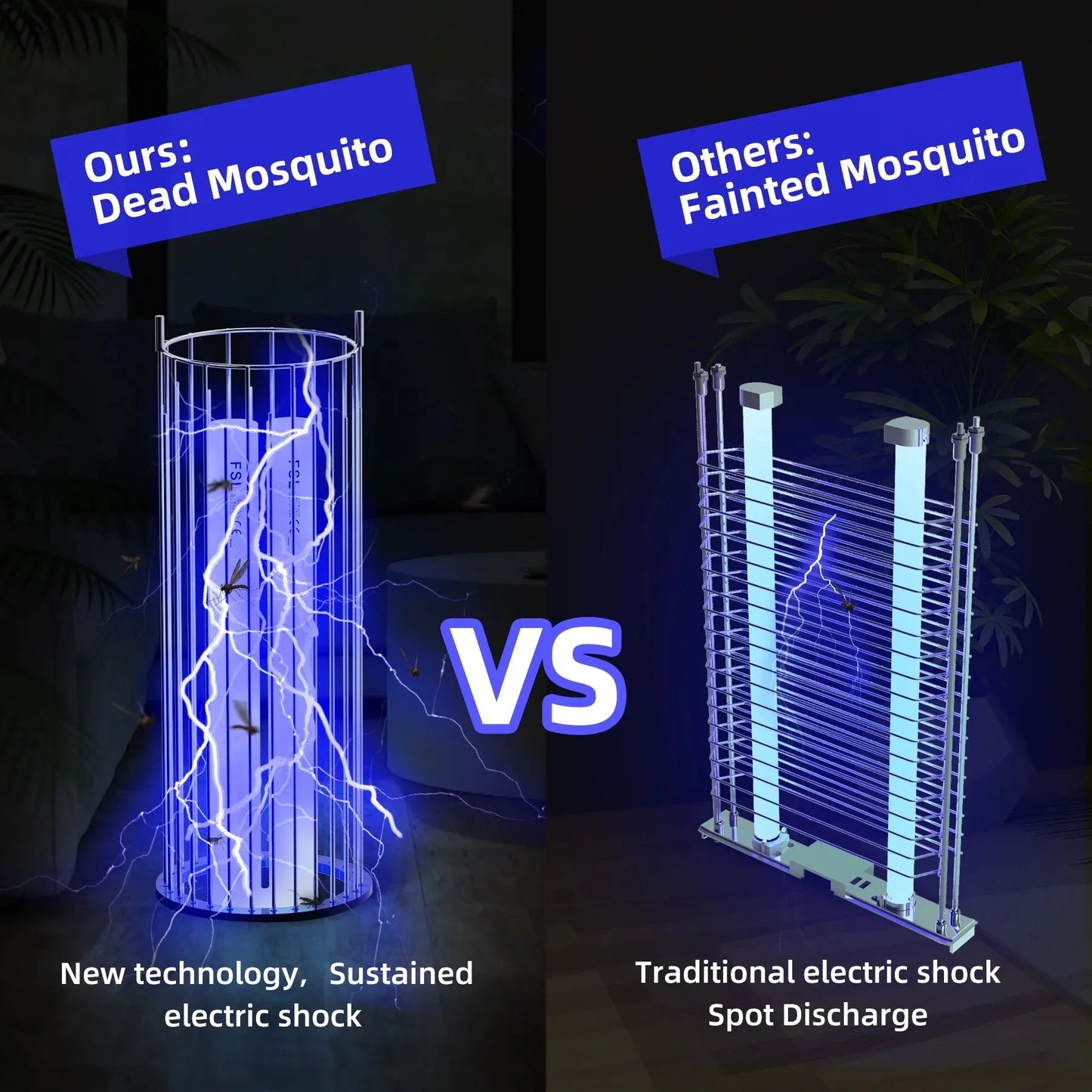 Mosquito Killer 7.48" Waterproof 4000V Electronic Insect Zapper for Outdoor Indoor LED Light, Electric Fly Trap, Mosquito Trap