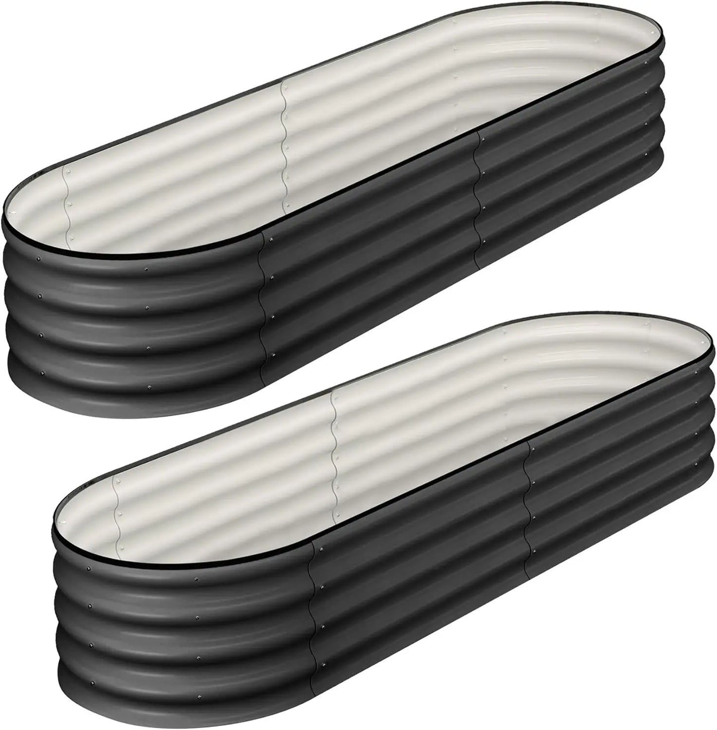 2 Pcs 4.5x2x1ft Oval Raised Garden Bed Galvanized Metal Planter Outdoor Garden Bed