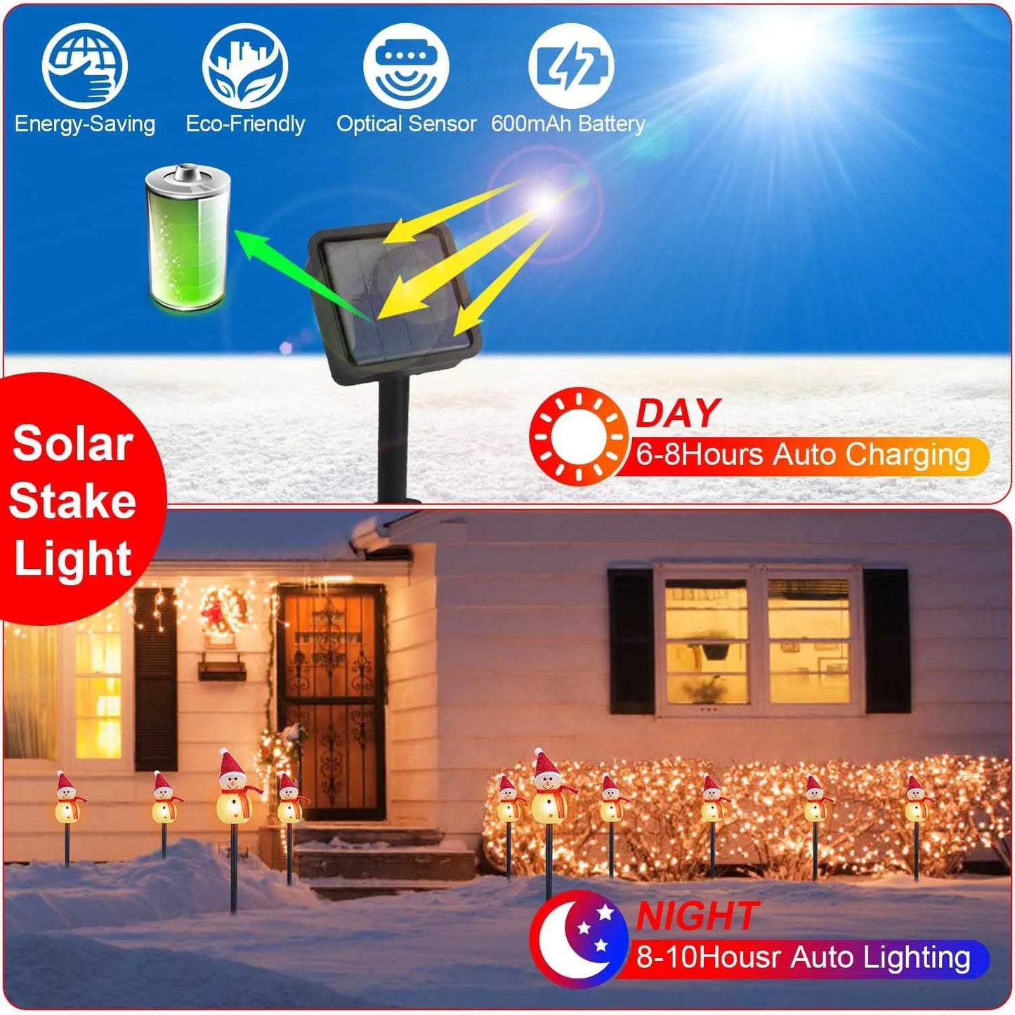 For 1Pc Solar Powered Lamp 3 Snowmen Outdoor Decorative Christmas Lamp Garden Stake Light IP55 Waterproof Santa Landscape Light