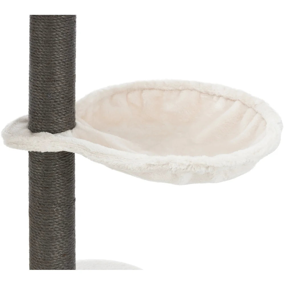 Moriles Gray Cat Tower with Scratching Posts Cozy Condo Hammock Padded Platforms Climbing Playing Napping Pets