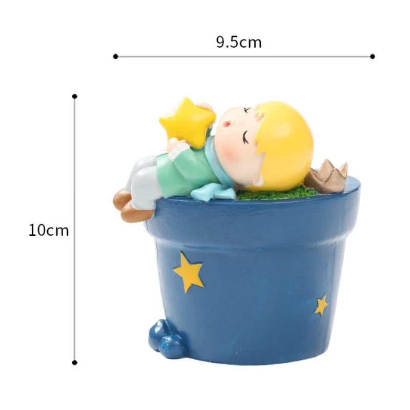 Cute Boys Shape Resin Flowerpot Decorative Succulent Flower Pot Garden Planting Pot Desktop Ornaments Tabletop Garden Planter