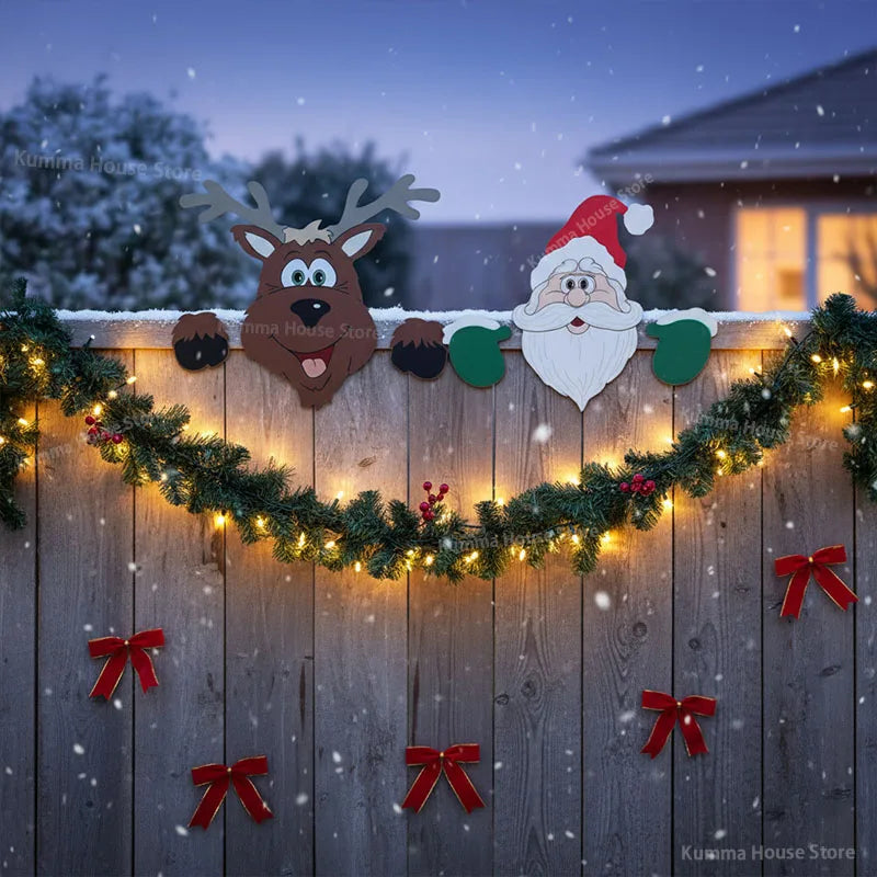 Santa Claus Fence Peeps Christmas Decorations Outdoor Holiday Occasion Home Garden Indoor Crafts Ornaments 2026 New Year Navidad