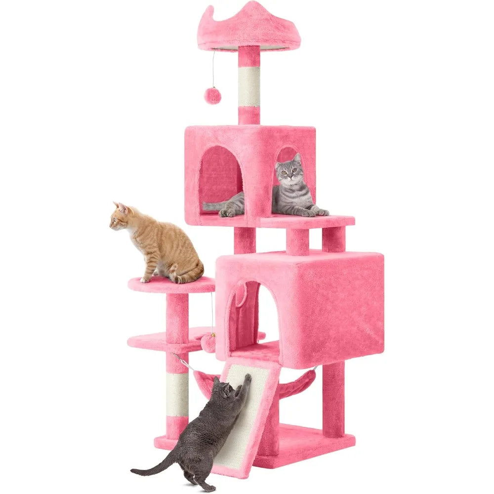 YITAHOME 54in Cat Tree Tower Condo, Multi-Level with Sisal Scratching Post, Cat Condos, Plush Top Perches, Hammock, Space Saving