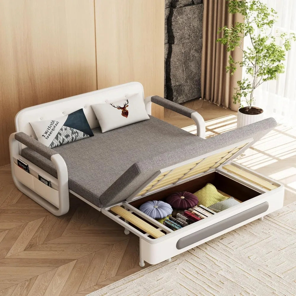 Pull-Out Sofa Daybed with Trundle - Versatile Futon Sleeper Couch for Living Room and Small Spaces (34.6"" D x 50.3"" W x 34.2""