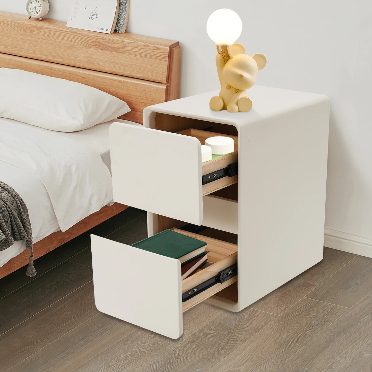 2 Drawers Narrow Nightstand Bedside Table with Modern Couch Sofa Side Table Storage Cabinet for Bedroom Living Room Home Decor