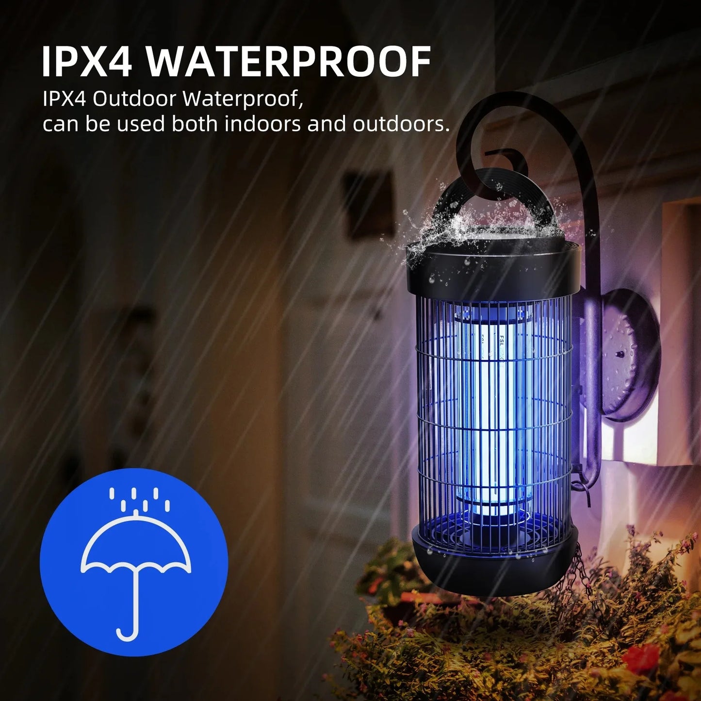 Mosquito Killer 7.48" Waterproof 4000V Electronic Insect Zapper for Outdoor Indoor LED Light, Electric Fly Trap, Mosquito Trap