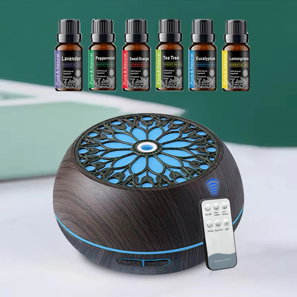 Diffuser For Home 550ml Humidifier 6 Seasonal Oils Soundwave Diffusion Remote Control Night Light for Dry Rooms