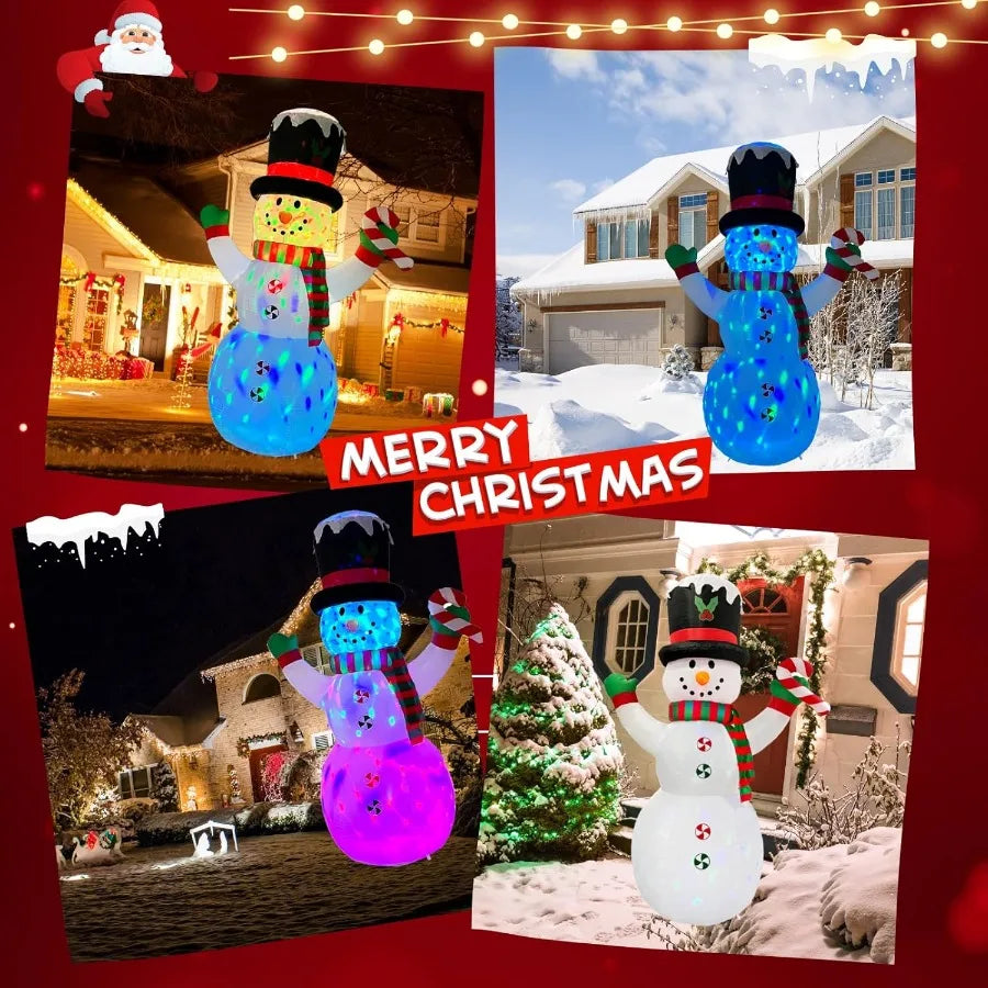 8FT Inflatable Snowman Christmas Outdoor Yard Decorations for Holiday Party Yard Garden Lawn Giant Tall Cute Blow Up Decoration