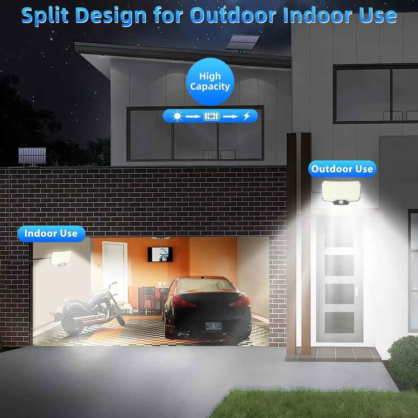 9900000LM LED Solar Street Lights With Motion Sensor Security Flood Lamp Waterproof Split Wall Lamps For Outdoor Garden Yard