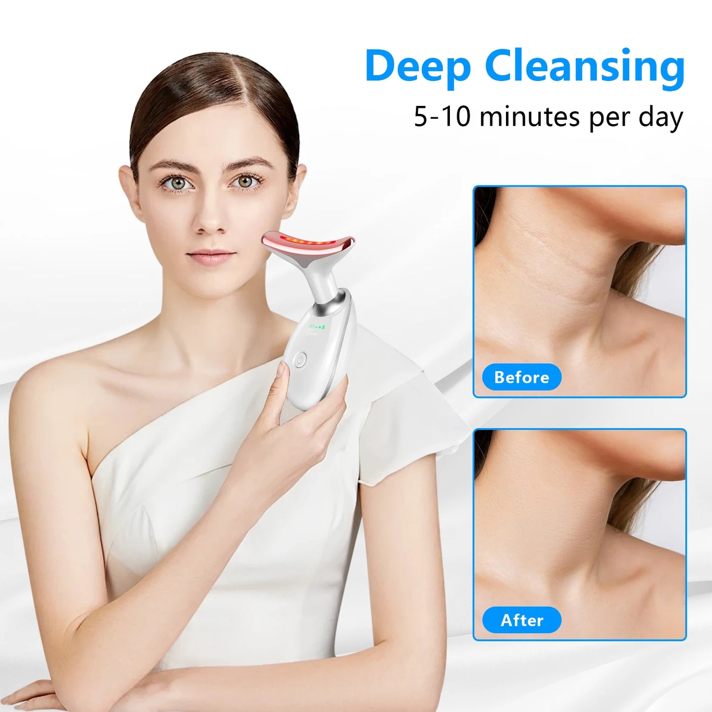 2025 upgraded neck massager, dual ring roller lifting and tightening portable massager, USB charging, a holiday gift for women