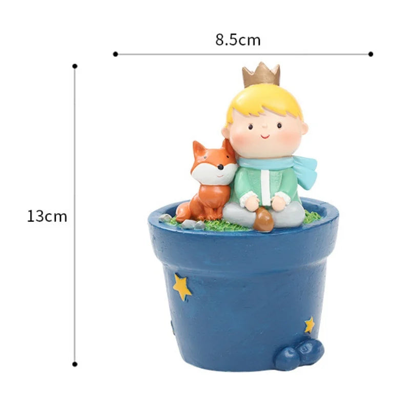 Cute Boys Shape Resin Flowerpot Decorative Succulent Flower Pot Garden Planting Pot Desktop Ornaments Tabletop Garden Planter