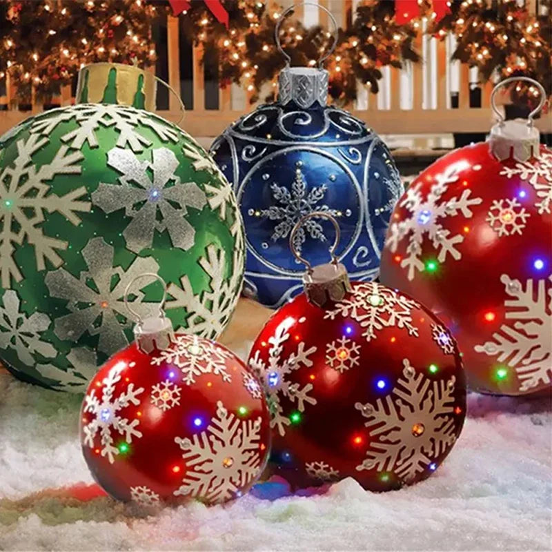 60cm Giant Inflatable Christmas Balls without Light PVC Big Ball Xmas Tree Decorations Outdoor Yard Lawn Christmas Balloons