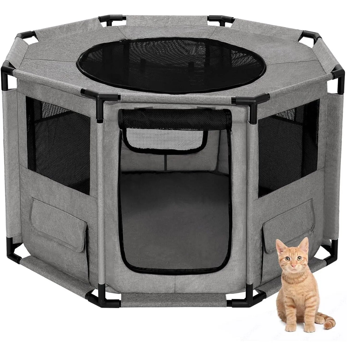 Dog Playpen Portable Pet Exercise Cage Indoor Outdoor Water Resistant Puppy Run 120x120x64.5 Cm