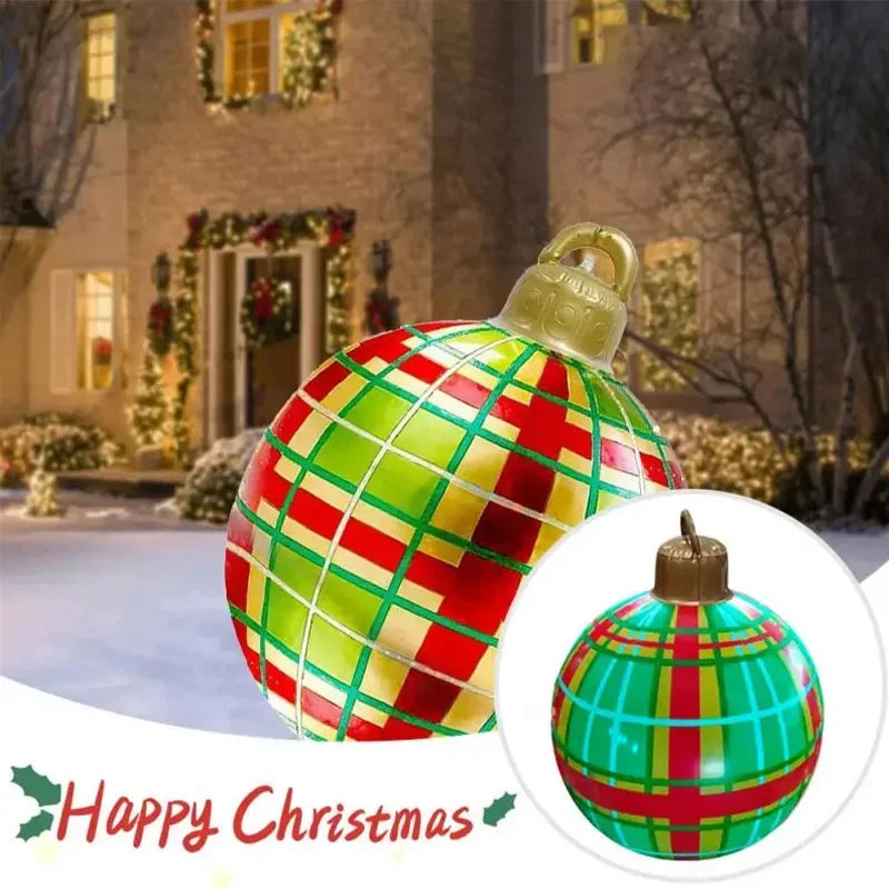 60cm Giant Inflatable Christmas Balls without Light PVC Big Ball Xmas Tree Decorations Outdoor Yard Lawn Christmas Balloons