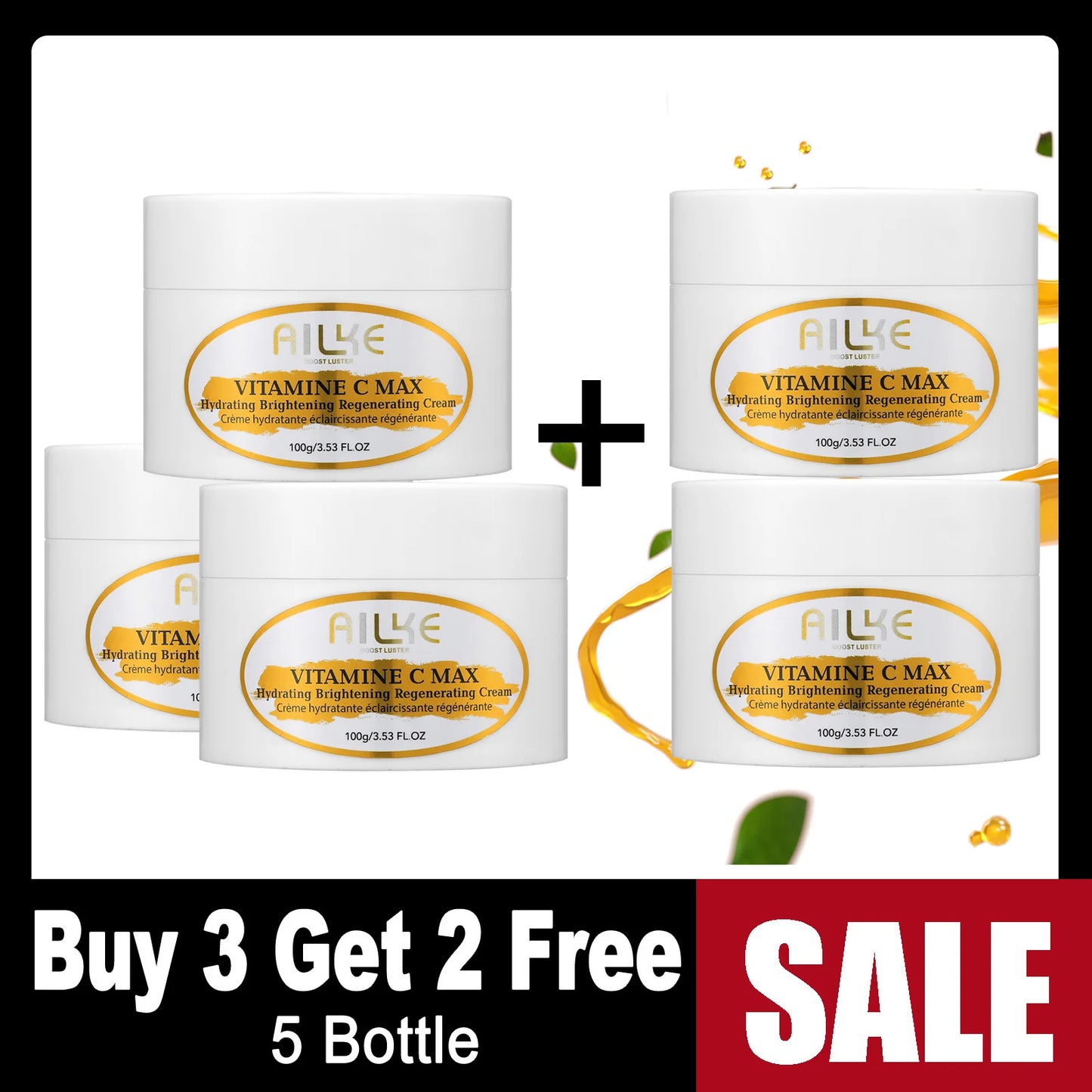 AILKE Lightening Body Cream with Vitamin C Hyaluronic Acid and Shea Butter for Reducing Black Spots Even Skin Tone and Hydration