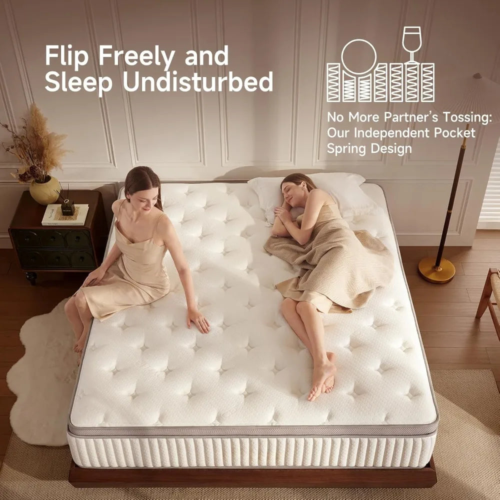 Queen Mattress,Queen Size Cooling Gel Memory Foam Mattresses for Pressure Relief, Medium Firm Hybrid Mattress in a Box