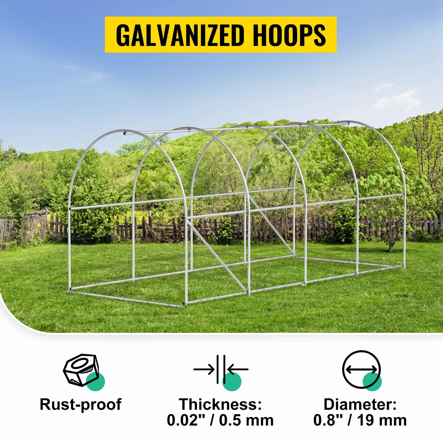 VEVOR Walk In Tunnel Greenhouse Galvanized Frame Waterproof Cover 15x7x7 10x7x7 20x10x7 12x7x7 Feet Greenhouses Cold Frames