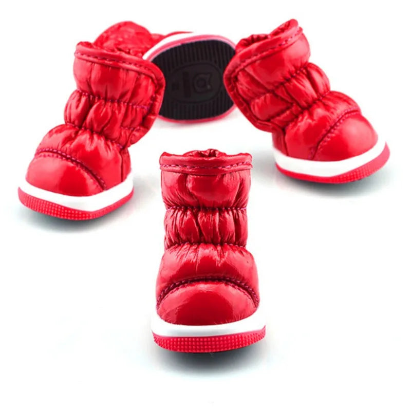 4 Pieces Set Pet Dog Winter Rain Shoes Waterproof Dogs Snow Boots Puppy Footwear for Small Medium Dogs