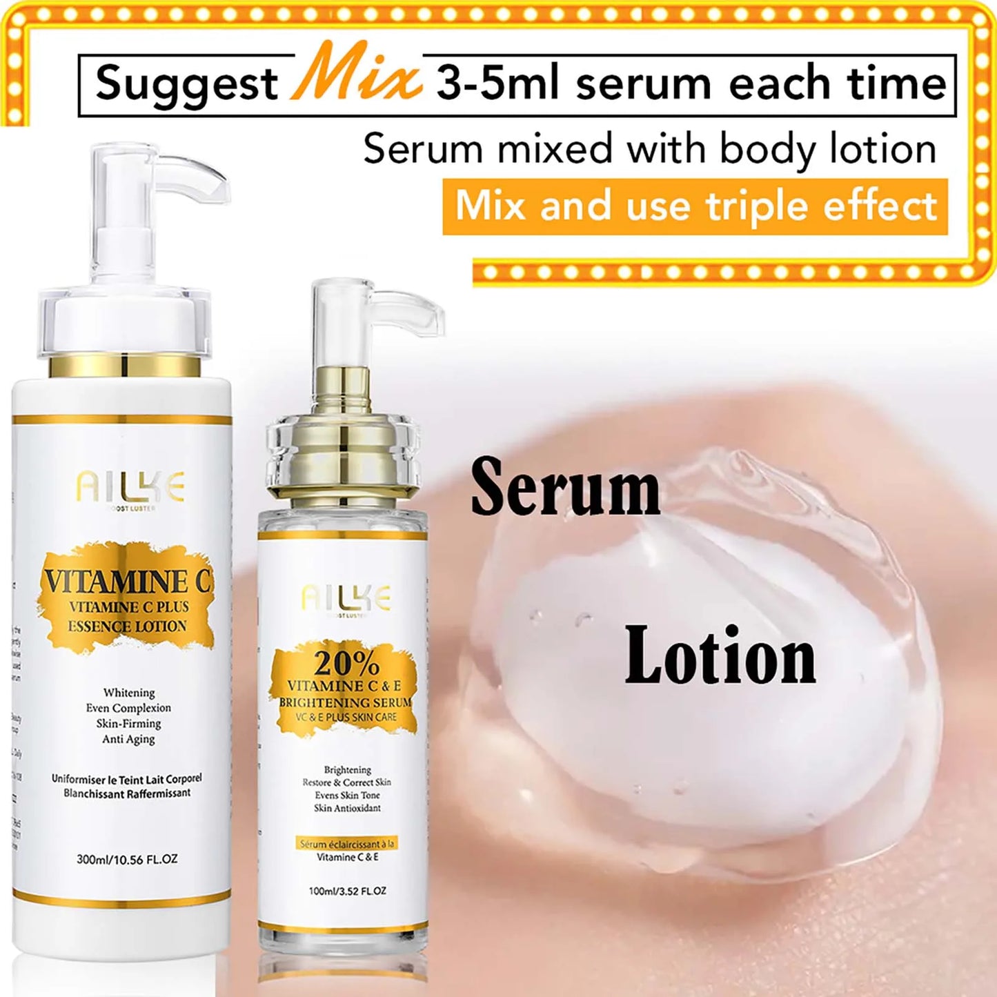 AILKE Lightening Body Cream with Vitamin C Hyaluronic Acid and Shea Butter for Reducing Black Spots Even Skin Tone and Hydration