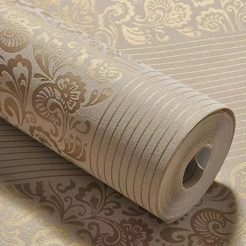 Home Decor Wallpaper Luxury Bedroom Wallpapers 3d Striped Wall Paper European Style Large Embossed Flower Wallpaper