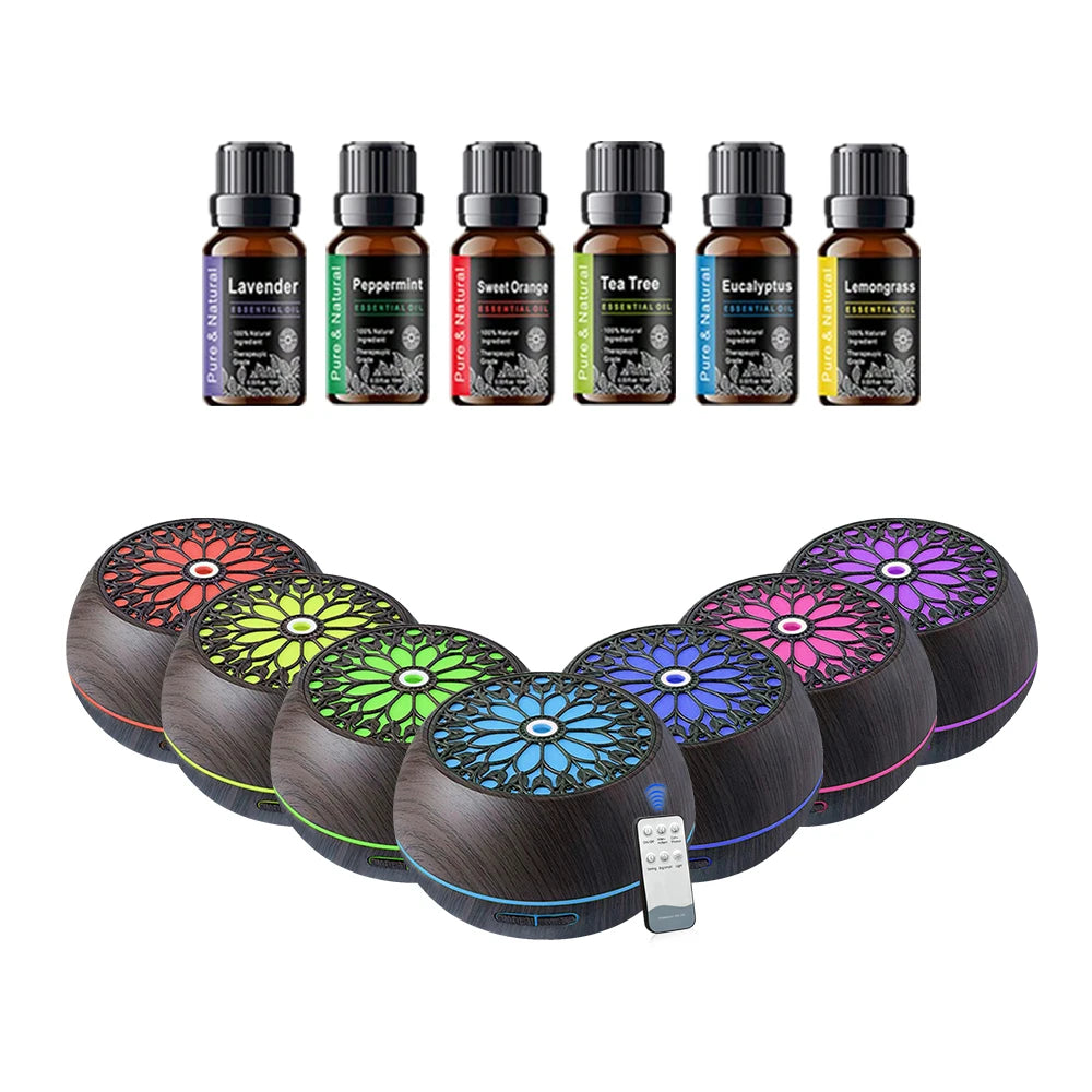 Diffuser For Home 550ml Humidifier 6 Seasonal Oils Soundwave Diffusion Remote Control Night Light for Dry Rooms