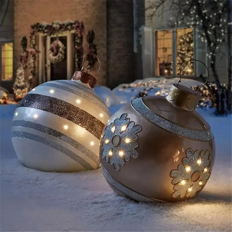 60cm Giant Inflatable Christmas Balls without Light PVC Big Ball Xmas Tree Decorations Outdoor Yard Lawn Christmas Balloons