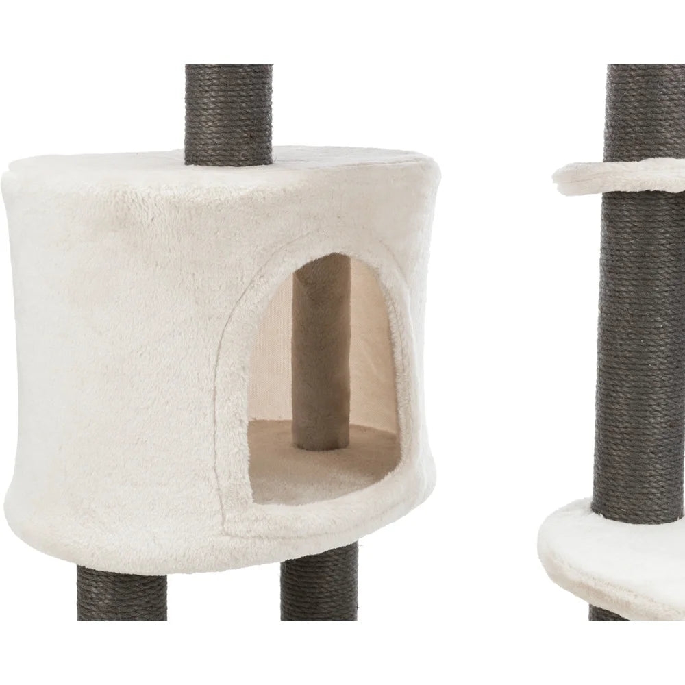 Moriles Gray Cat Tower with Scratching Posts Cozy Condo Hammock Padded Platforms Climbing Playing Napping Pets