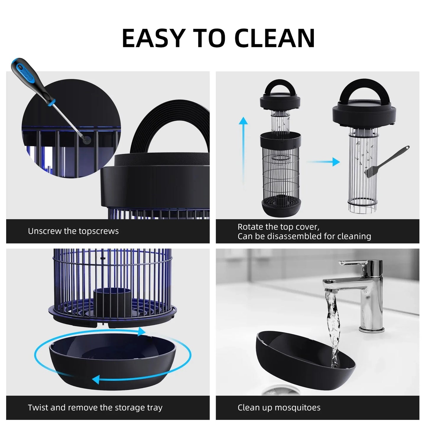Mosquito Killer 7.48" Waterproof 4000V Electronic Insect Zapper for Outdoor Indoor LED Light, Electric Fly Trap, Mosquito Trap