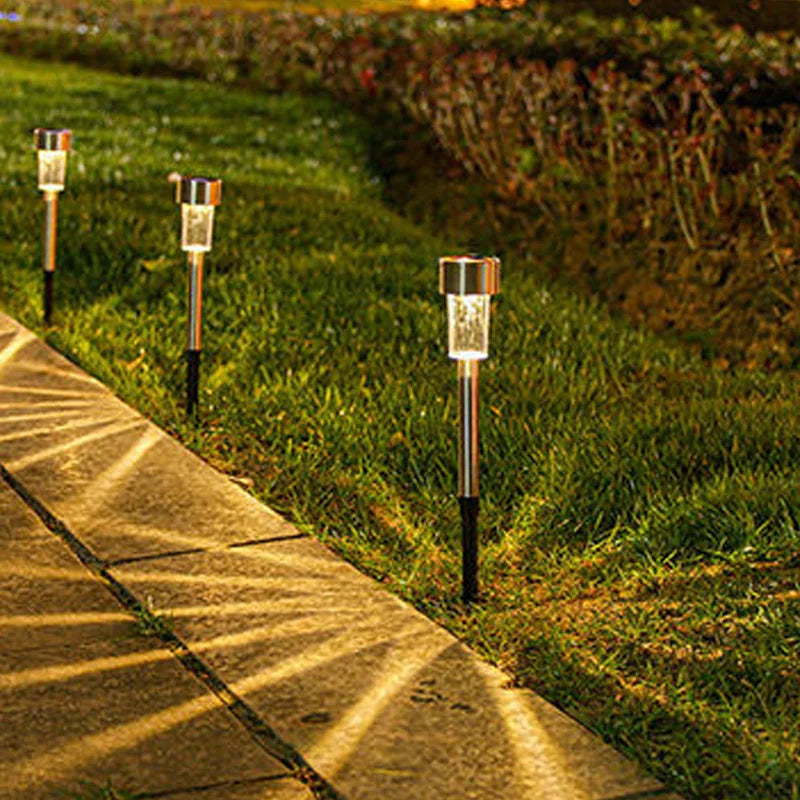 5pcs Lawn Light Solar Ground Plug Light Stainless Steel Small Tube Light Outdoor Landscape Lighting For Backyard Patio