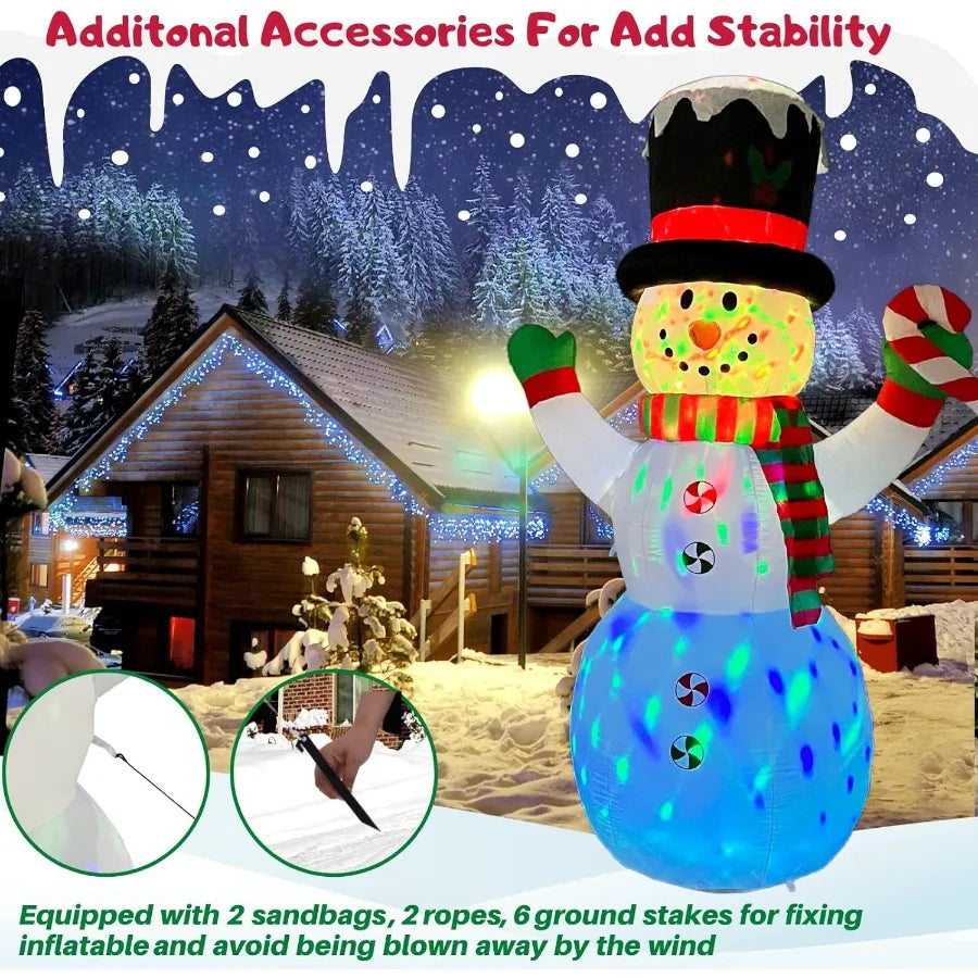 8FT Inflatable Snowman Christmas Outdoor Yard Decorations for Holiday Party Yard Garden Lawn Giant Tall Cute Blow Up Decoration