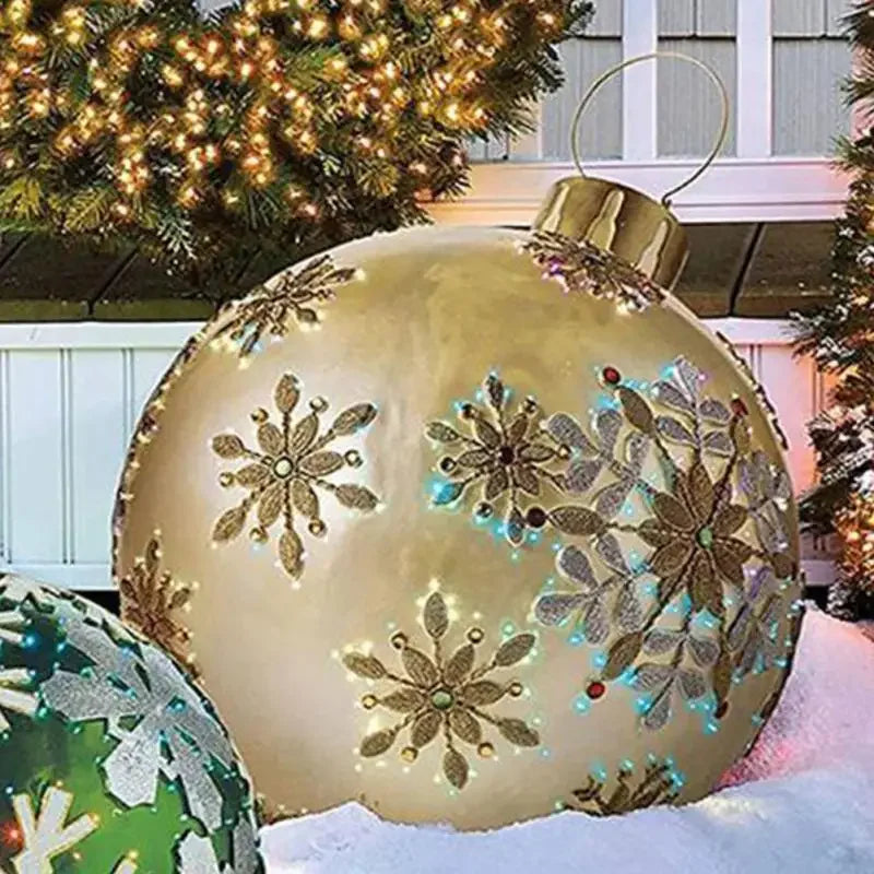 60cm Giant Inflatable Christmas Balls without Light PVC Big Ball Xmas Tree Decorations Outdoor Yard Lawn Christmas Balloons