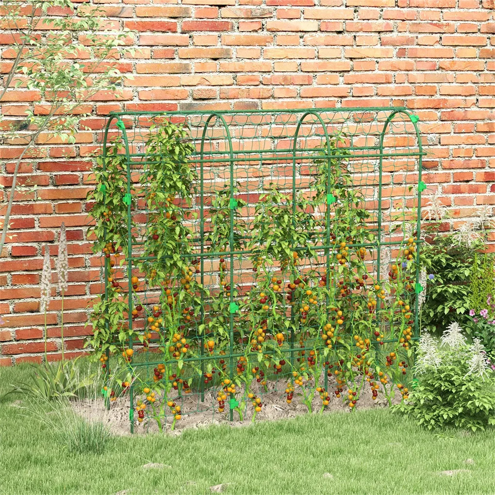 17 Inch x 72 Inch x 72 Inch Outdoor Metal Garden Trellis with Climbing Net