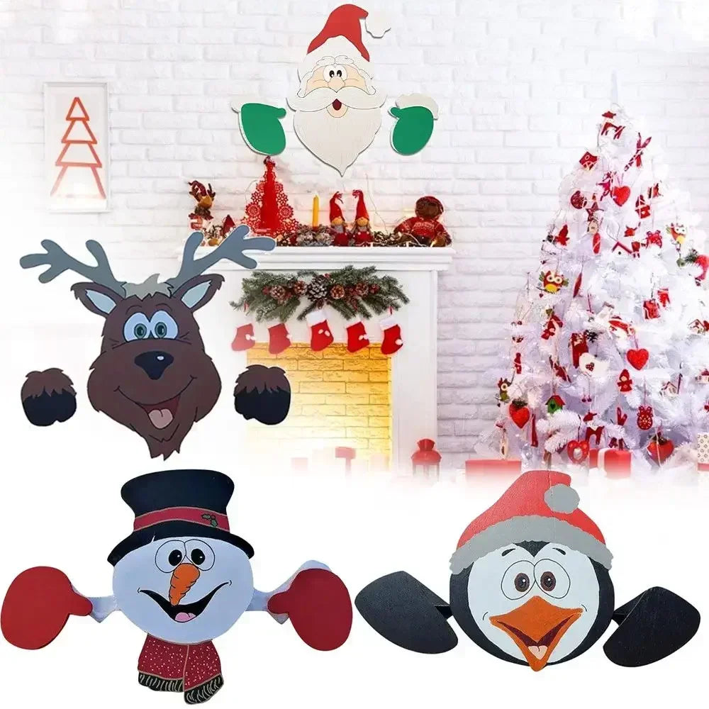Santa Claus Fence Peeps Christmas Decorations Outdoor Holiday Occasion Home Garden Indoor Crafts Ornaments 2026 New Year Navidad