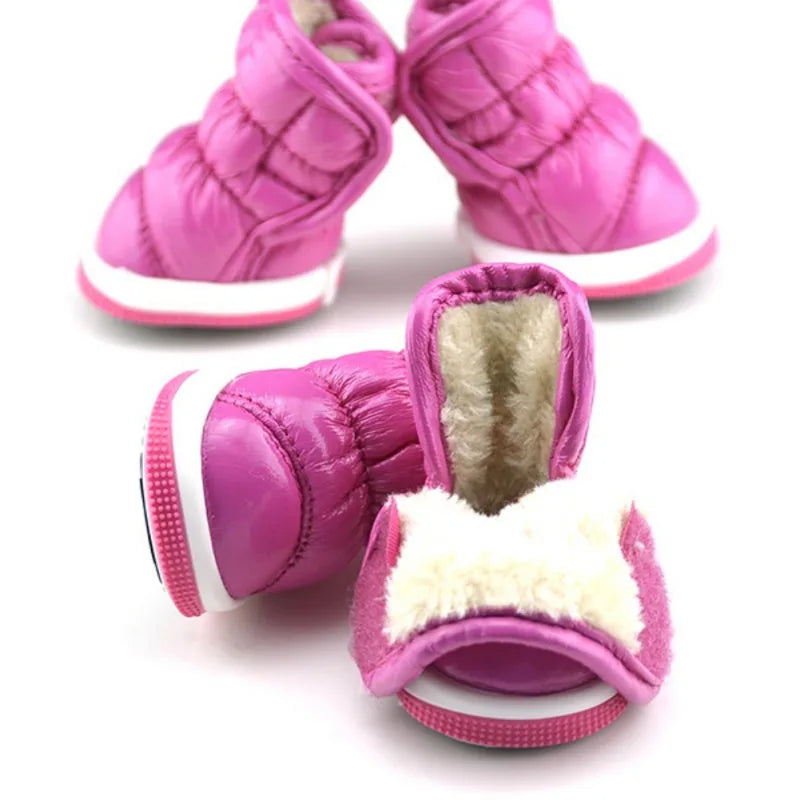 4 Pieces Set Pet Dog Winter Rain Shoes Waterproof Dogs Snow Boots Puppy Footwear for Small Medium Dogs