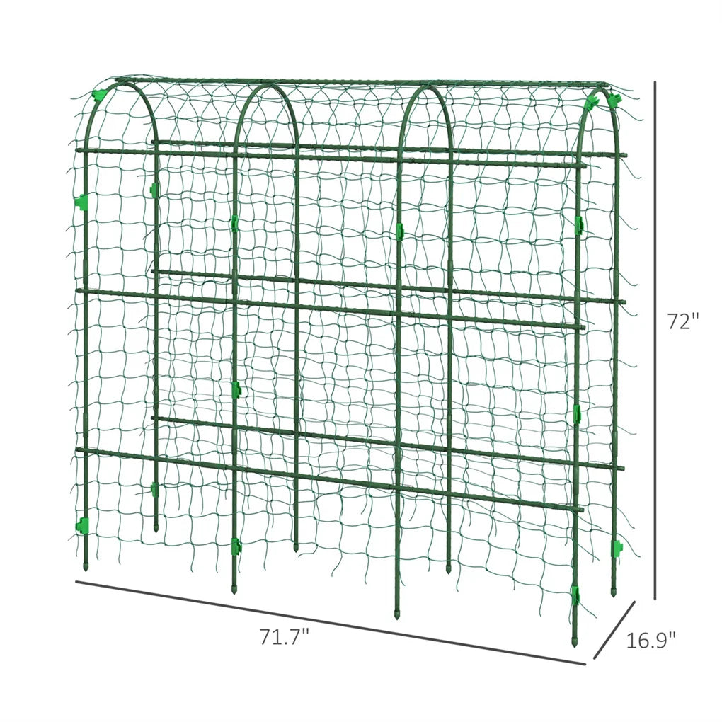 17 Inch x 72 Inch x 72 Inch Outdoor Metal Garden Trellis with Climbing Net