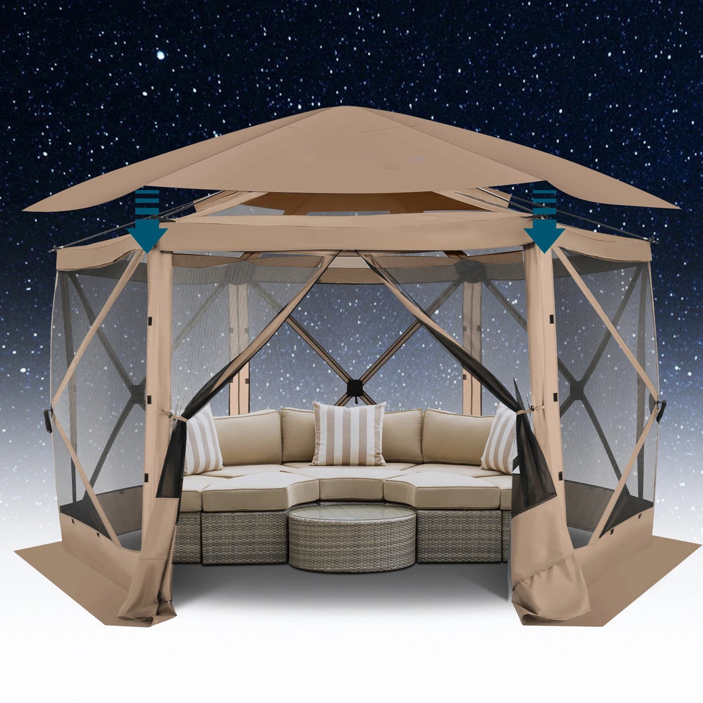 Pop Up Gazebo Screen Tent for Camping 12x12 Camping Gazebo with Removable Roof Outdoor Screened Gazebo with Five Sidewalls