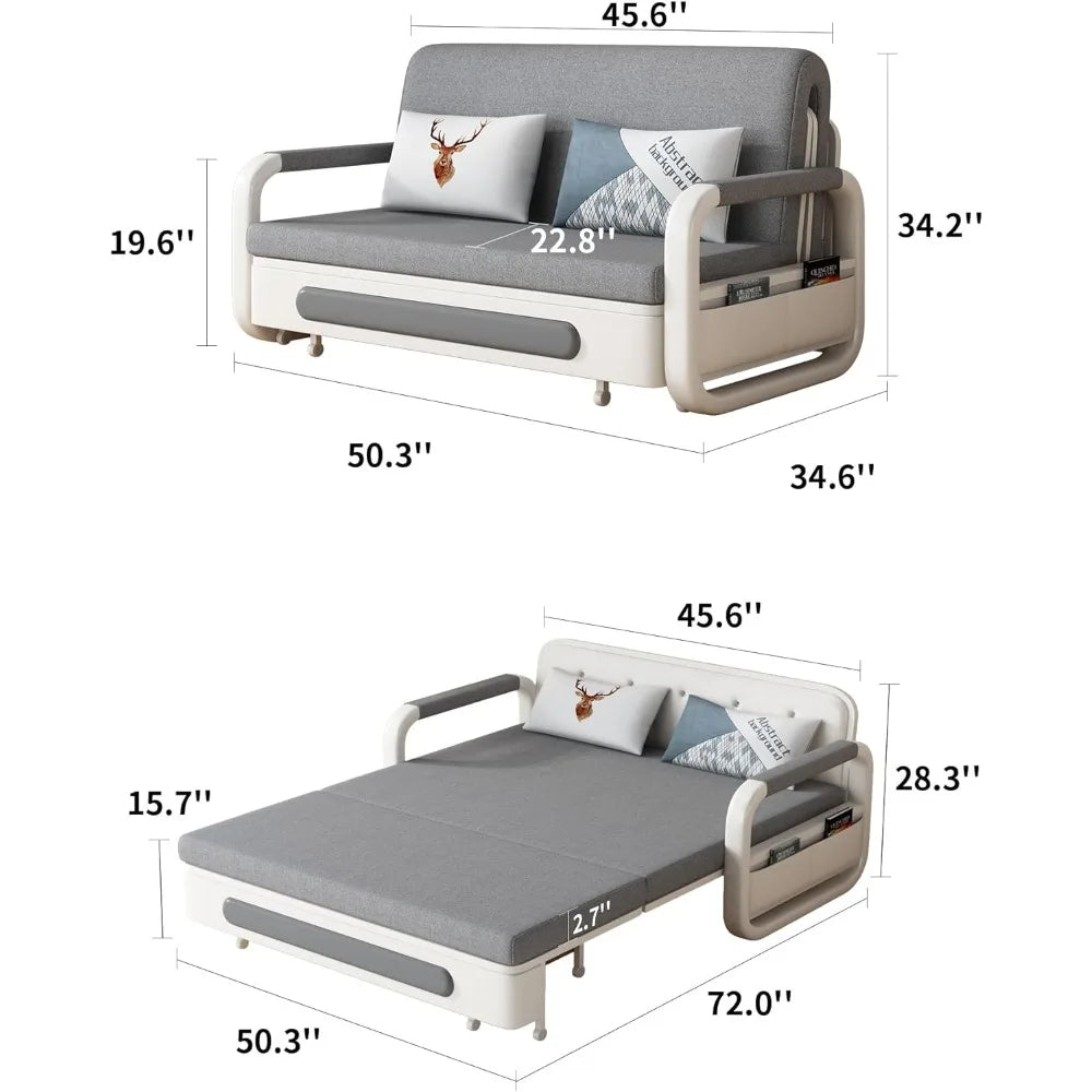 Pull-Out Sofa Daybed with Trundle - Versatile Futon Sleeper Couch for Living Room and Small Spaces (34.6"" D x 50.3"" W x 34.2""