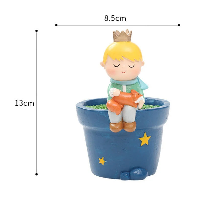 Cute Boys Shape Resin Flowerpot Decorative Succulent Flower Pot Garden Planting Pot Desktop Ornaments Tabletop Garden Planter