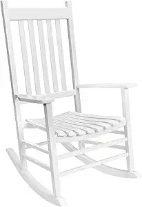 Outdoor Rocking Chair Set, Wood Porch Rocker, 2 Wooden Rocking Chair With Outdoor Side Table, Perfect for Indoor or Outdoor, All