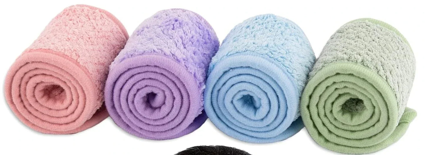 4 Pack Spa Facial Headband Makeup Hair Wrap Adjustable Soft Towel Head Band for Face Washing Shower Sports Yoga