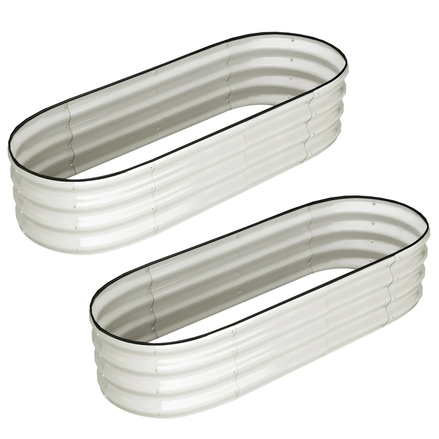 2 Pcs 4.5x2x1ft Oval Raised Garden Bed Galvanized Metal Planter Outdoor Garden Bed
