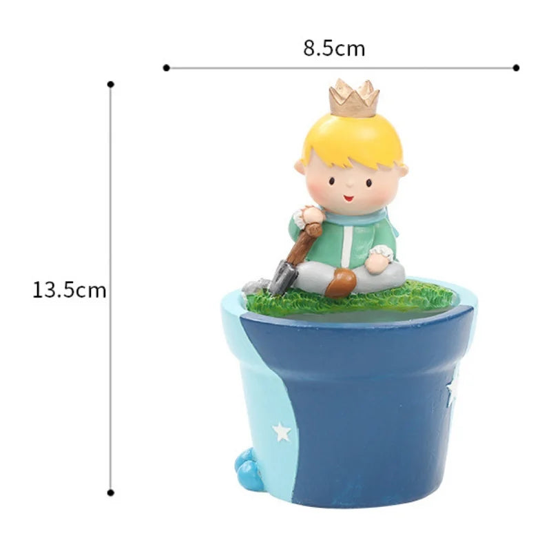 Cute Boys Shape Resin Flowerpot Decorative Succulent Flower Pot Garden Planting Pot Desktop Ornaments Tabletop Garden Planter