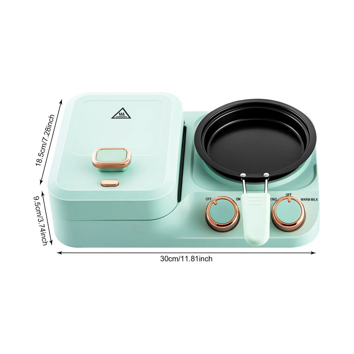 3in1 Electric Sandwich Breakfast Machine, 110V Mini Toaster, Non-stick Multi-functional Breakfast Table with Frying Pan