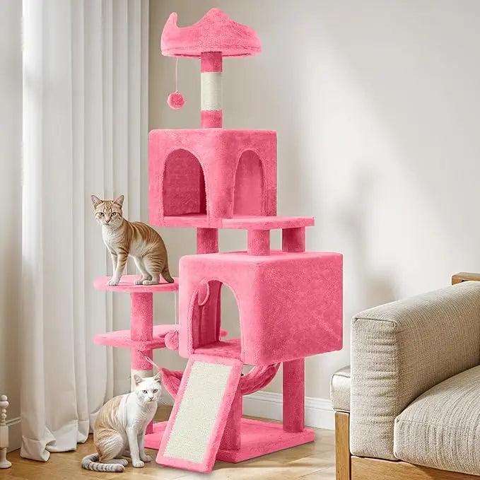 YITAHOME 54in Cat Tree Tower Condo, Multi-Level with Sisal Scratching Post, Cat Condos, Plush Top Perches, Hammock, Space Saving
